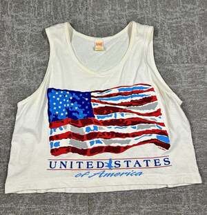 Venus Swimwear American Flag Graphic Crop Tank Top Womens M/L White